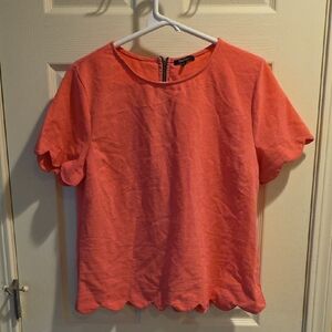 Monteau Coral Scallop Hem Blouse